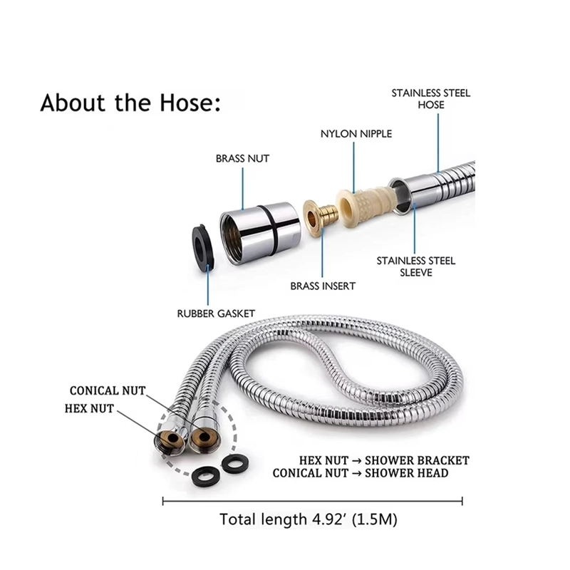 black shower hose and head